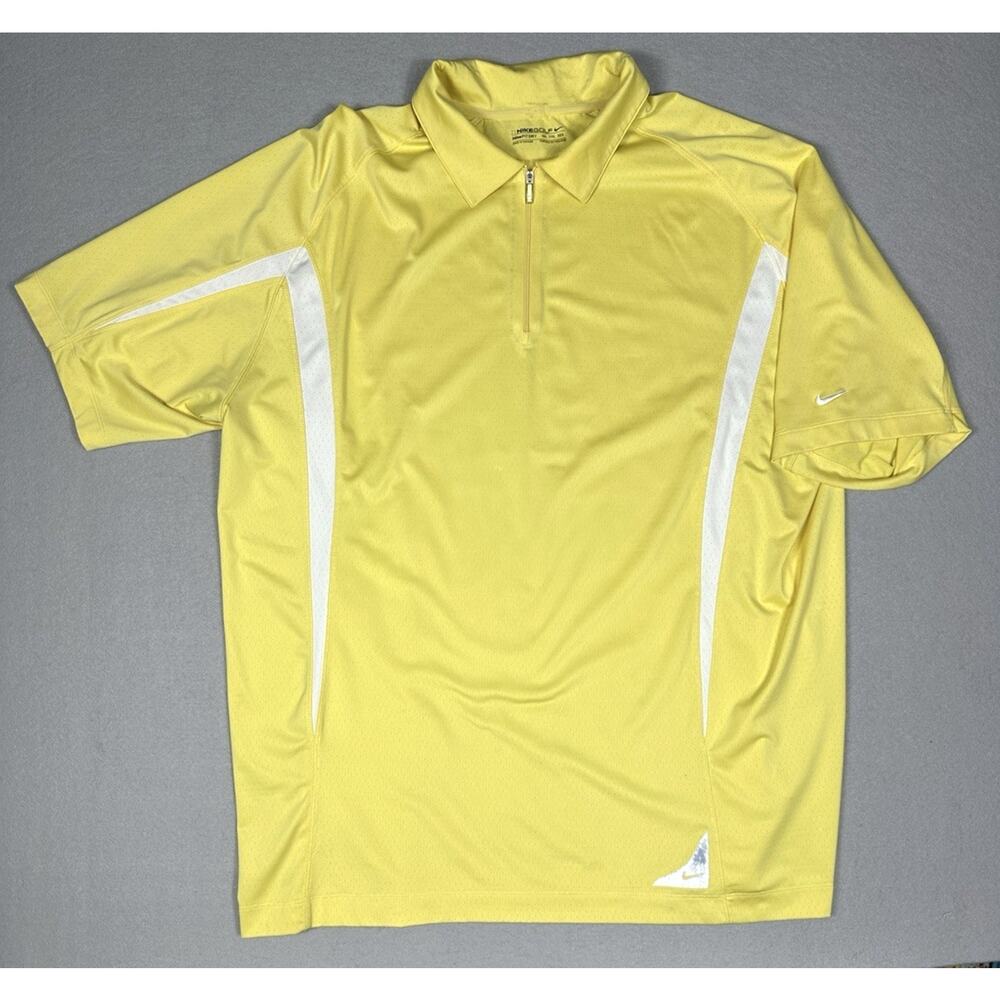 Nike Men's 2xl Yellow Polo Shirt Polyester Golf Dri Fit Short